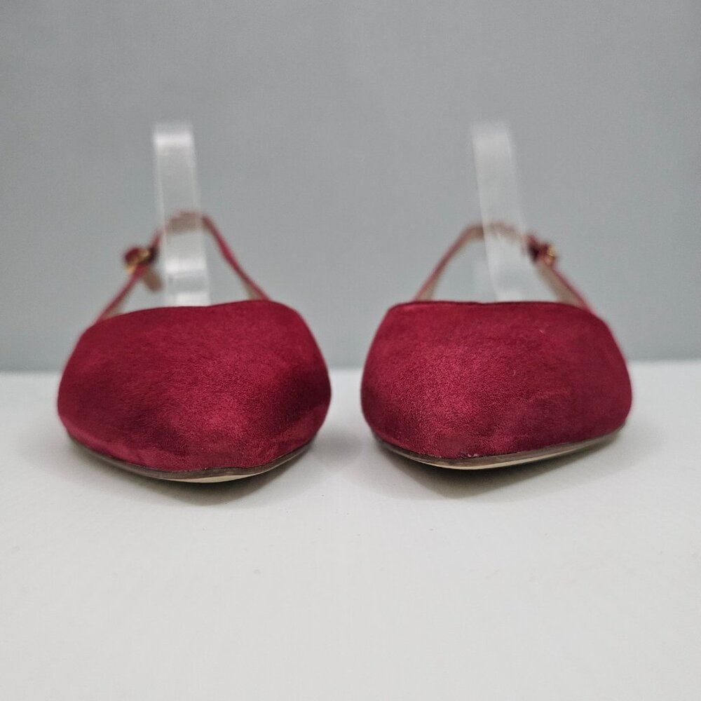 Cole Haan Mazie Slingback Flat Womens 9.5 Rio Red Suede Pointed Toe Low Heel NEW - Picture 6 of 13